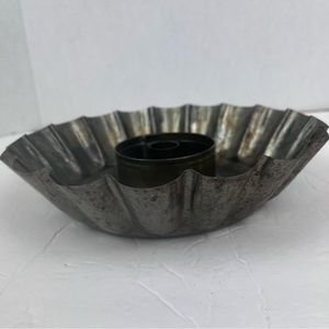 Large candle holder centerpiece- fluted metal cake mold-country/Prim/Cottagecore